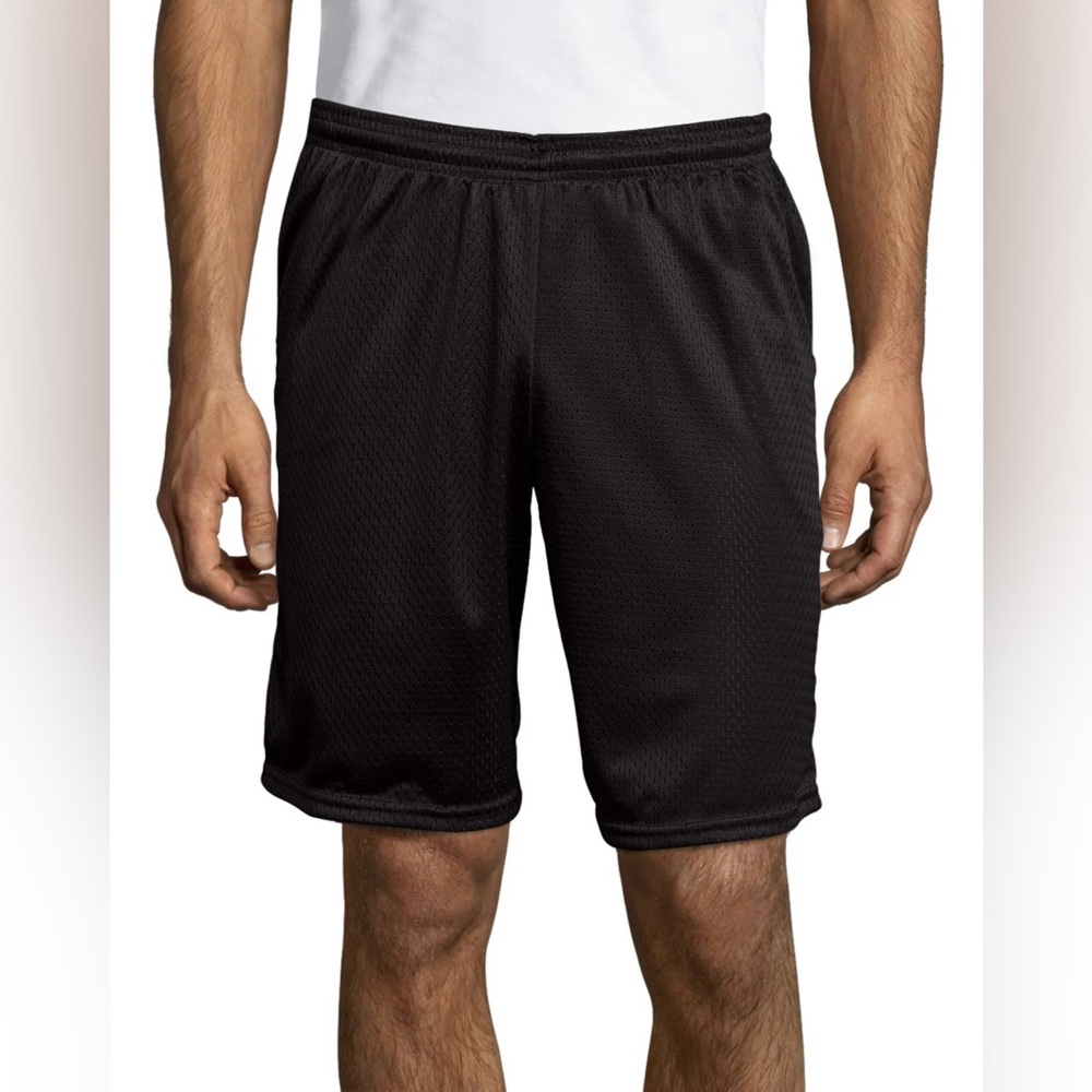 Hanes Sport Men's Mesh Athletic Shorts with Pockets, 9", Black